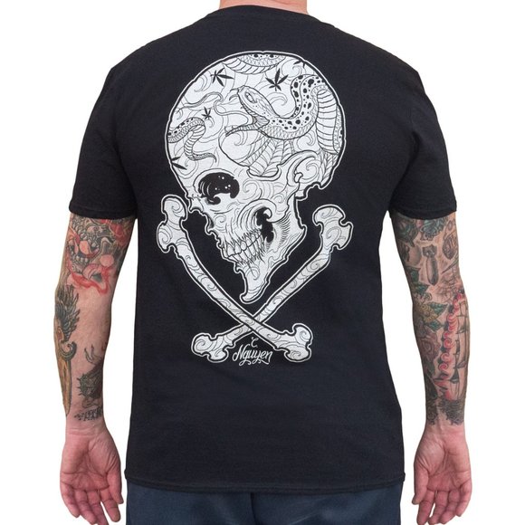 Sacred Skull Men's Custom Tattoo Art Black Tee S-M-L-XL-2XL NWT - Picture 1 of 7